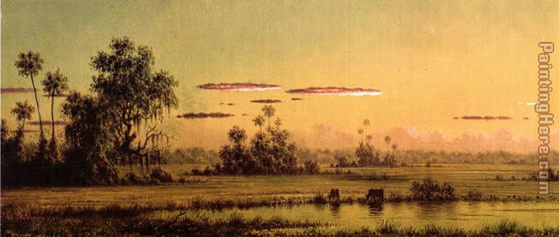Martin Johnson Heade Florida Sunset with Two Cows